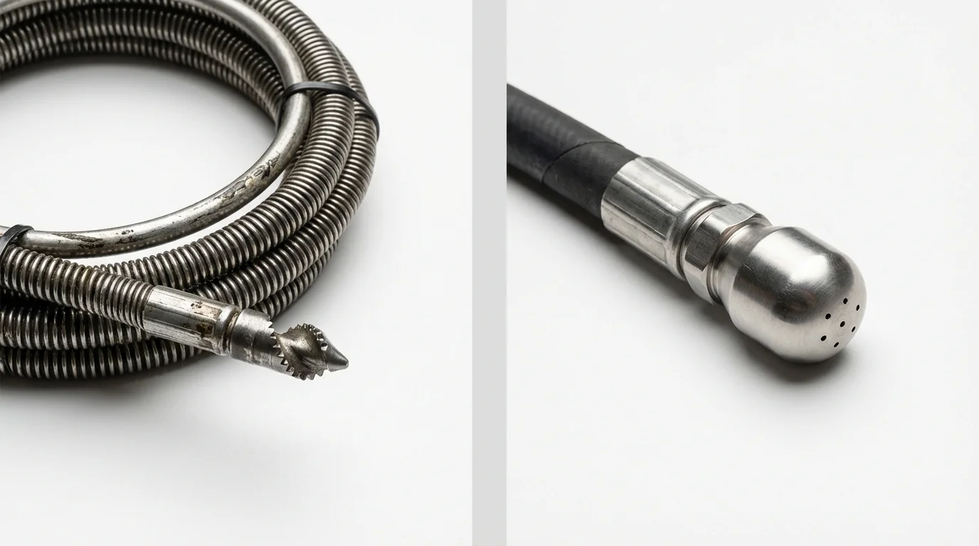 Drain snake cable and hydro jetting nozzle used for drain cleaning in Gretna, VA